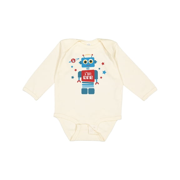 Inktastic Robot 1st Birthday Boys Long Sleeve Baby Bodysuit