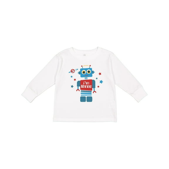 Inktastic Robot 3rd Birthday Boys Long Sleeve Toddler T-Shirt