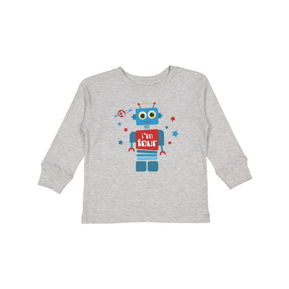 Inktastic Robot 4th Birthday Boys Long Sleeve Toddler T-Shirt