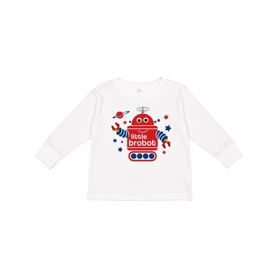 Inktastic Robot Little Brother Boys Long Sleeve Toddler T-Shirt