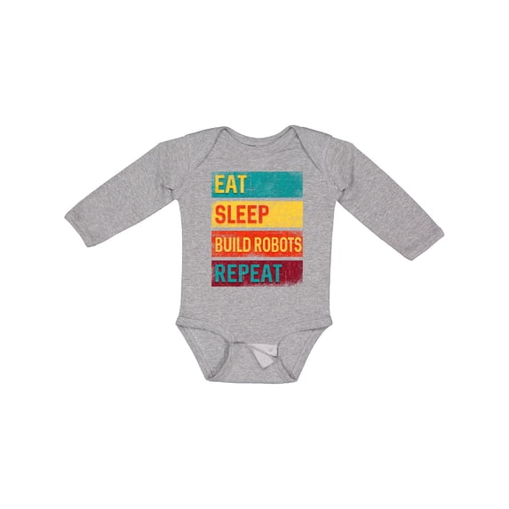 Inktastic Robotics Eat Sleep Build Robots Repeat Boys or Girls Long Sleeve Baby Bodysuit