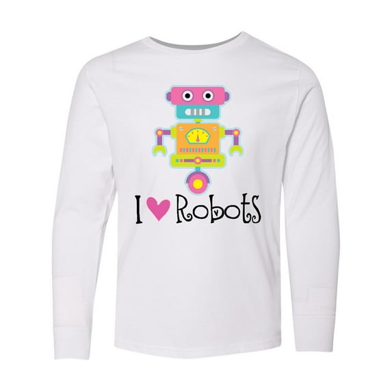 Inktastic Robotics Girl I Love Robots Long Sleeve Youth T-Shirt