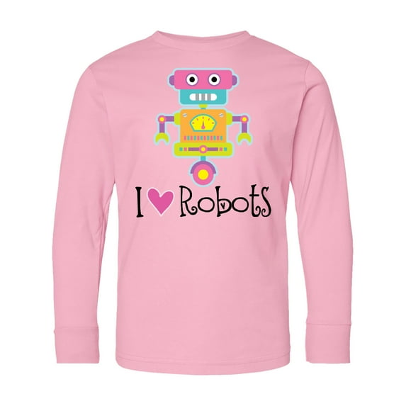 Inktastic Robotics Girl I Love Robots Long Sleeve Youth T-Shirt