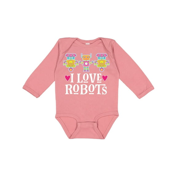 Inktastic Robotics I Love Robots Gift Girls Long Sleeve Baby Bodysuit