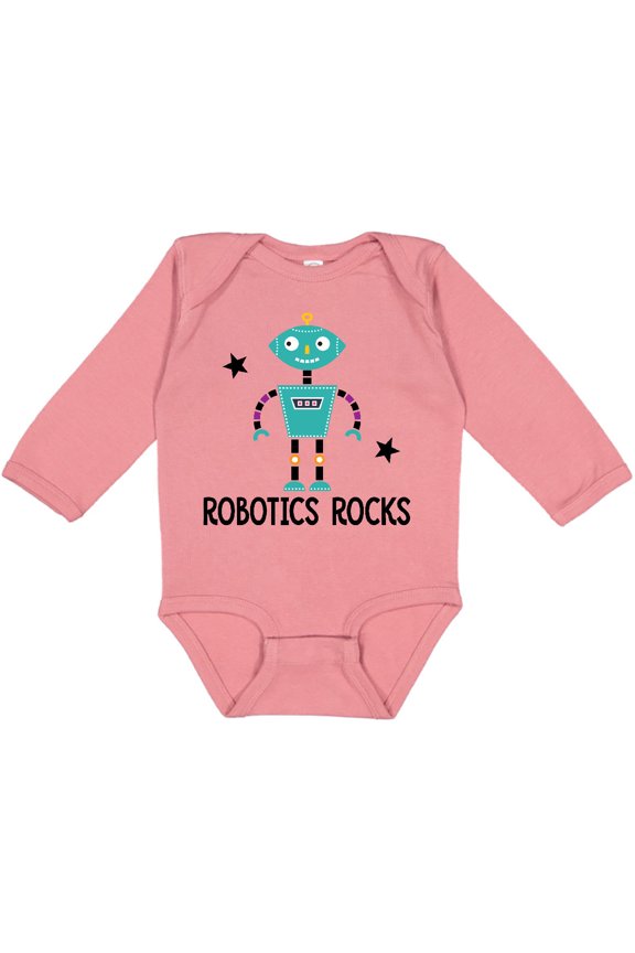 Robotics Rocks Funny Robot Boys or Girls Long Sleeve Baby Bodysuit