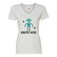 thumbnail image 1 of Inktastic Robotics Rocks Funny Robot Women's V-Neck T-Shirt, 1 of 5