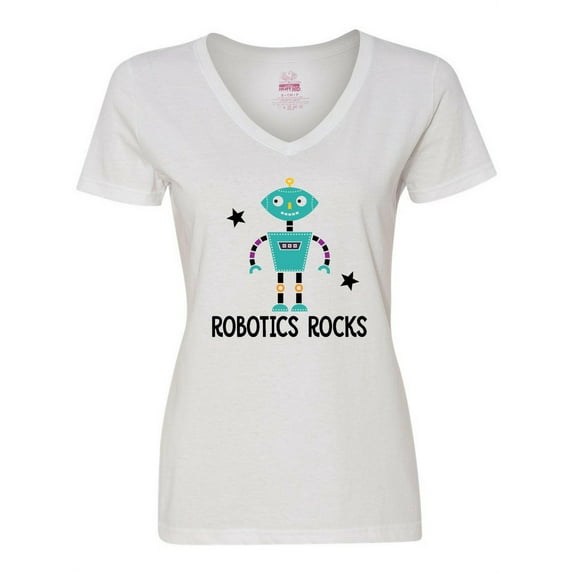 Inktastic Robotics Rocks Funny Robot Women's V-Neck T-Shirt