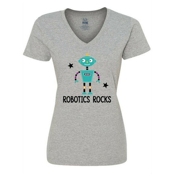 Inktastic Robotics Rocks Funny Robot Women's V-Neck T-Shirt