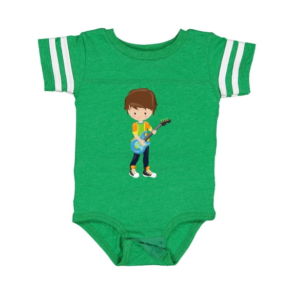Inktastic Rock Boy, Brown Hair, Boy Playing Guitar In Band Boys Baby Bodysuit