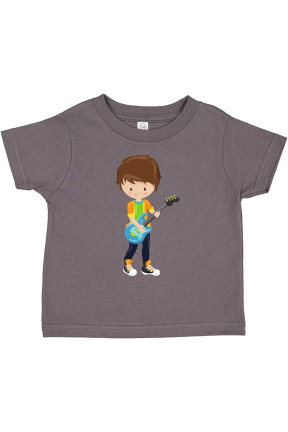 Rock Boy, Brown Hair, Guitar Player, Band, Music Boys Toddler T-Shirt