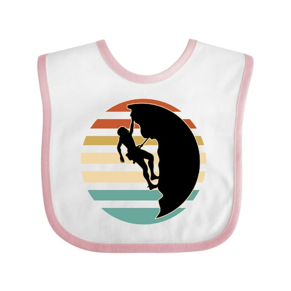 Inktastic Rock Climbing Mountain Climber Silhouette Boys or Girls Baby Bib