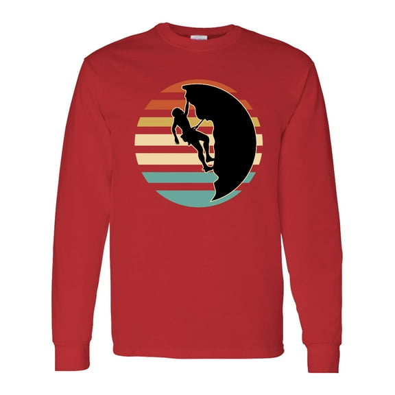 Inktastic Rock Climbing Mountain Climber Silhouette Long Sleeve T-Shirt