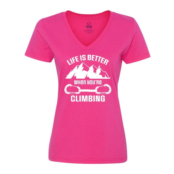 Inktastic Rock Climbing Mountains Women's V-Neck T-Shirt