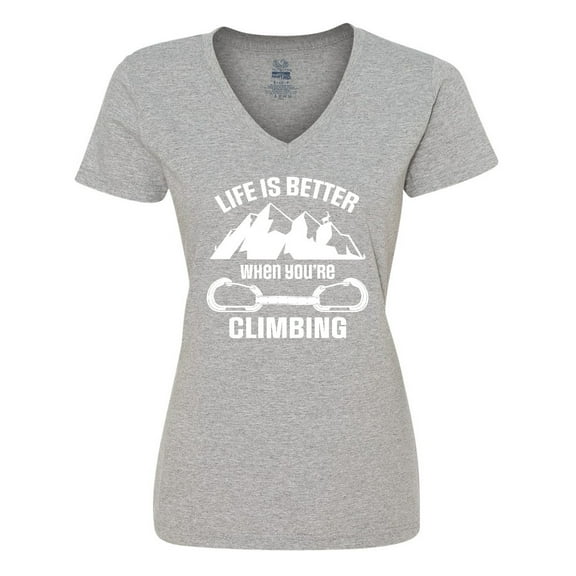 Inktastic Rock Climbing Mountains Women's V-Neck T-Shirt