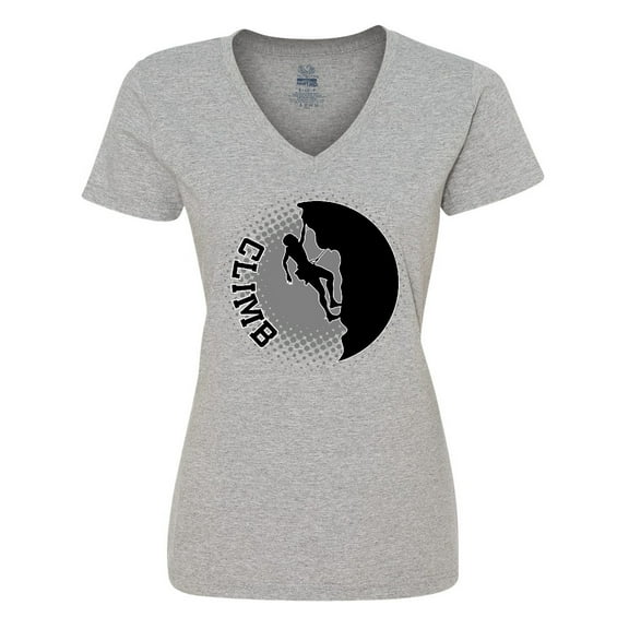 Inktastic Rock Climbing Silhouette Women's V-Neck T-Shirt