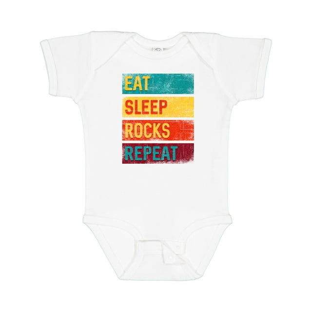 Inktastic Rock Collecting Eat Sleep Rocks Repeat Boys or Girls Baby Bodysuit