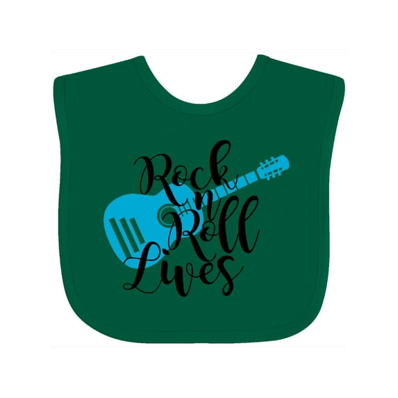 Inktastic Rock and Roll Lives with Blue Guitar Boys or Girls Baby Bib
