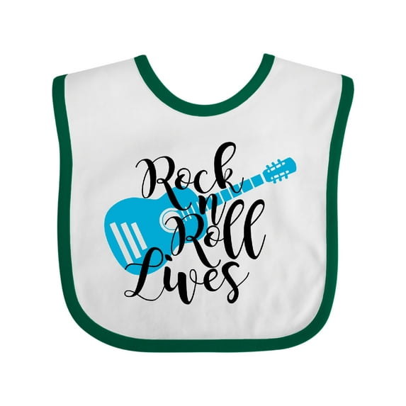 Inktastic Rock and Roll Lives with Blue Guitar Boys or Girls Baby Bib