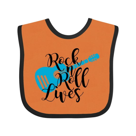 Inktastic Rock and Roll Lives with Blue Guitar Boys or Girls Baby Bib