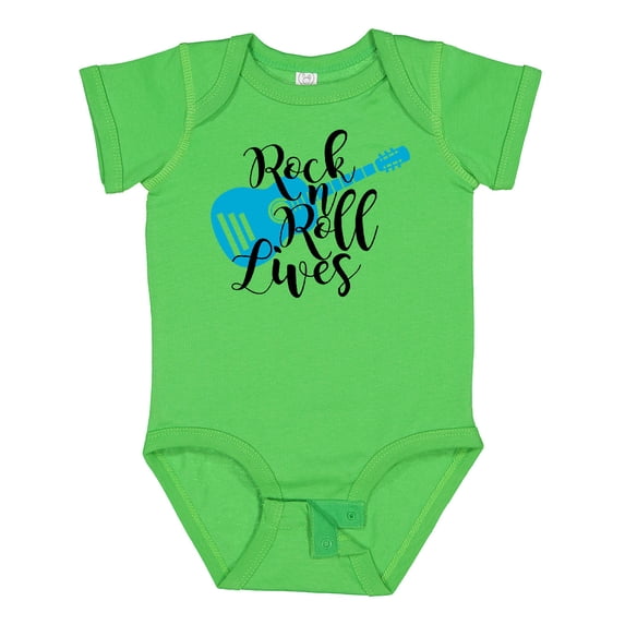 Inktastic Rock and Roll Lives with Blue Guitar Boys or Girls Baby Bodysuit