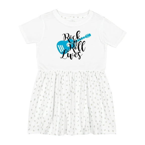 Inktastic Rock and Roll Lives with Blue Guitar Girls Toddler Dress