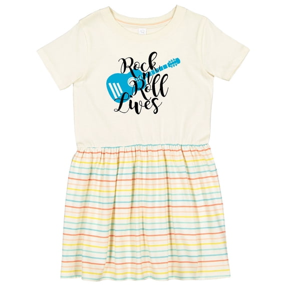 Inktastic Rock and Roll Lives with Blue Guitar Girls Toddler Dress