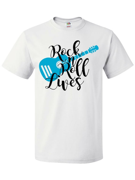 Rock and Roll Lives with Blue Guitar T-Shirt