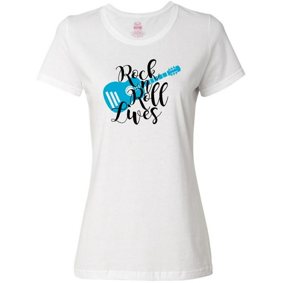 Inktastic Rock and Roll Lives with Blue Guitar Women's T-Shirt
