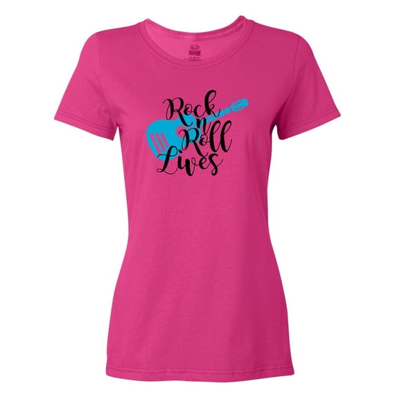 Inktastic Rock and Roll Lives with Blue Guitar Women's T-Shirt