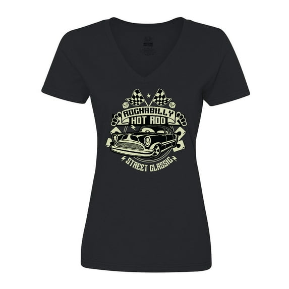 Inktastic Rockabilly Hotrod Women's V-Neck T-Shirt