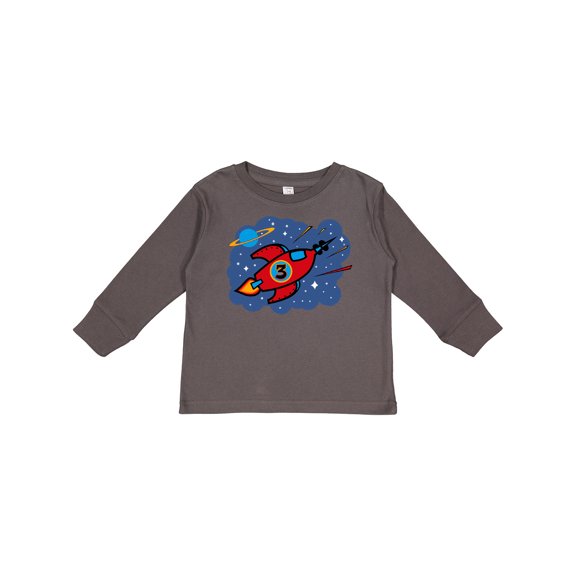Inktastic Rocket Ship 3rd Birthday Boys Long Sleeve Toddler T-Shirt