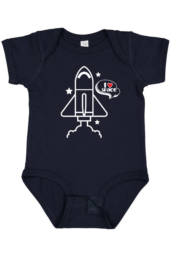 Rocket Ship I Love Space Boys or Girls Baby Bodysuit