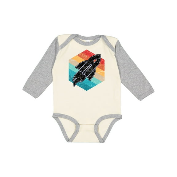 Inktastic Rocket Ship Retro Space Boys or Girls Long Sleeve Baby Bodysuit