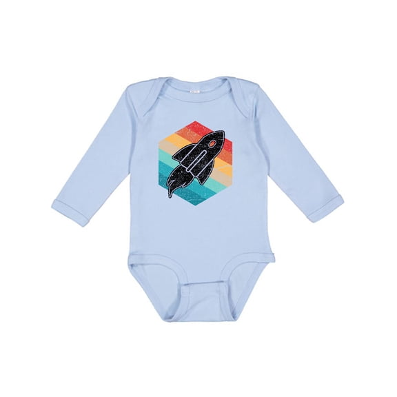 Inktastic Rocket Ship Retro Space Boys or Girls Long Sleeve Baby Bodysuit