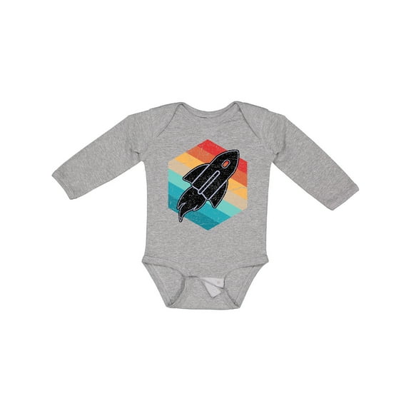 Inktastic Rocket Ship Retro Space Boys or Girls Long Sleeve Baby Bodysuit