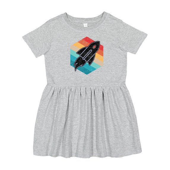 Inktastic Rocket Ship Retro Space Girls Toddler Dress