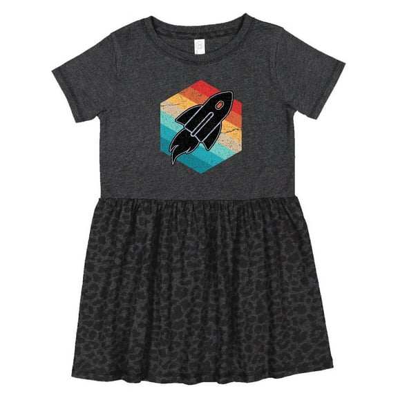 Inktastic Rocket Ship Retro Space Girls Toddler Dress