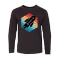 thumbnail image 1 of Inktastic Rocket Ship Retro Space Long Sleeve Youth T-Shirt, 1 of 5