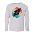 thumbnail image 1 of Inktastic Rocket Ship Retro Space Long Sleeve Youth T-Shirt, 1 of 5
