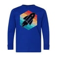 thumbnail image 1 of Inktastic Rocket Ship Retro Space Long Sleeve Youth T-Shirt, 1 of 5