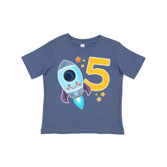 Inktastic Rocket Space Ship Happy Fifth Birthday Boys or Girls Toddler T-Shirt