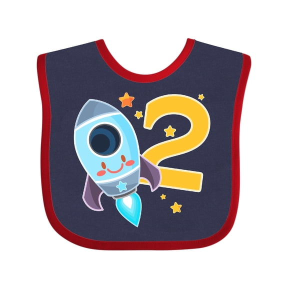Inktastic Rocket Space Ship Happy Second Birthday Boys or Girls Baby Bib