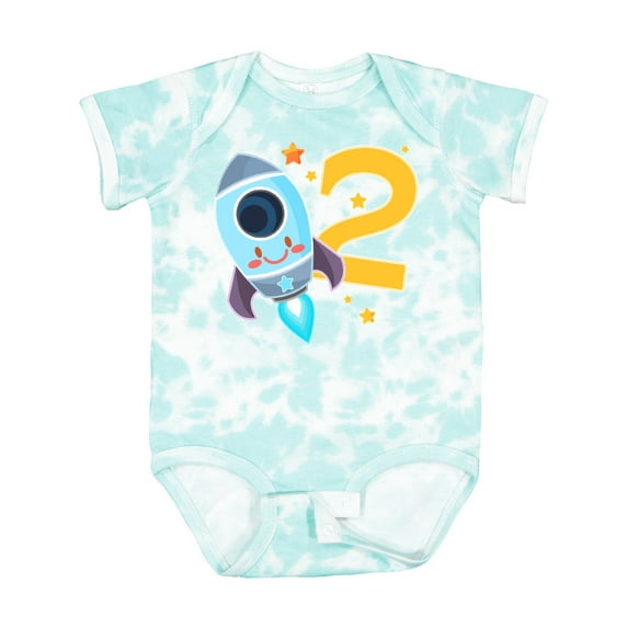 Inktastic Rocket Space Ship Happy Second Birthday Boys or Girls Baby Bodysuit
