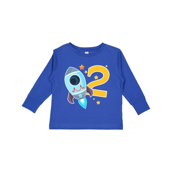 Inktastic Rocket Space Ship Happy Second Birthday Boys or Girls Long Sleeve Toddler T-Shirt