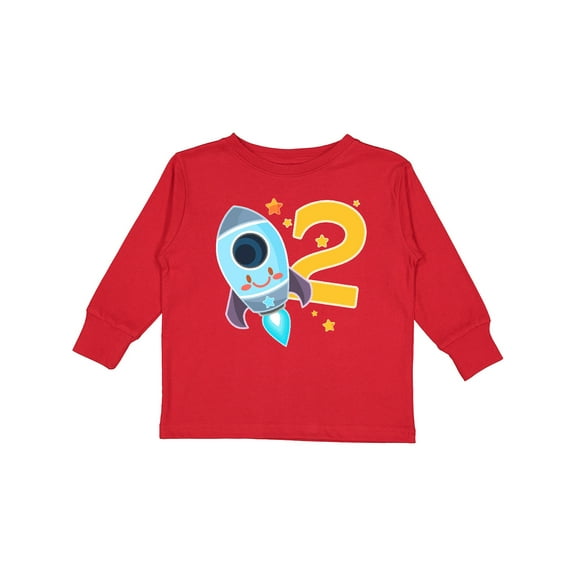 Inktastic Rocket Space Ship Happy Second Birthday Boys or Girls Long Sleeve Toddler T-Shirt