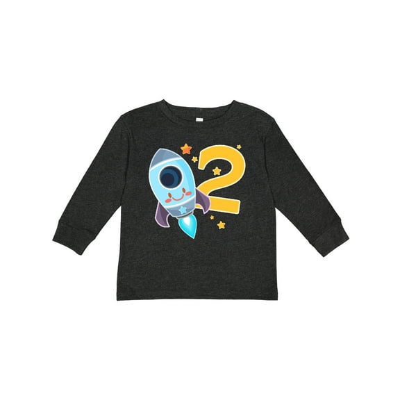 Inktastic Rocket Space Ship Happy Second Birthday Boys or Girls Long Sleeve Toddler T-Shirt