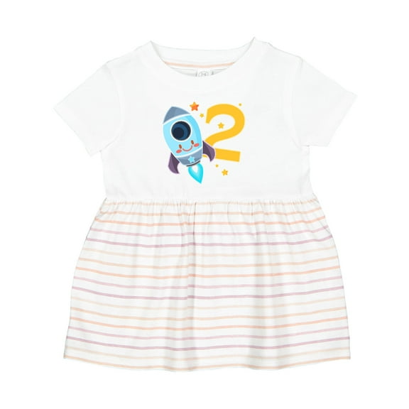 Inktastic Rocket Space Ship Happy Second Birthday Girls Baby Dress