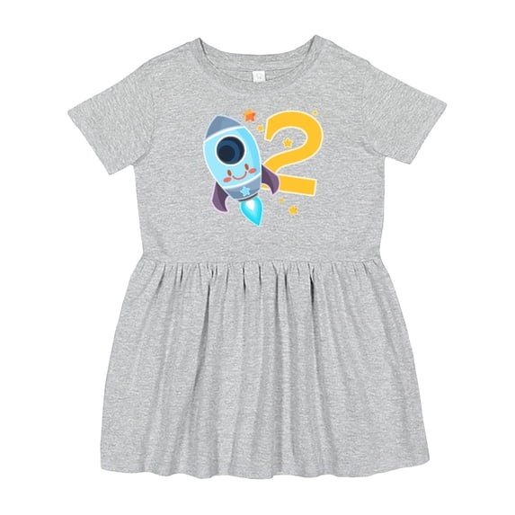 Inktastic Rocket Space Ship Happy Second Birthday Girls Toddler Dress