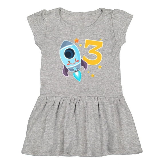 Inktastic Rocket Space Ship Happy Third Birthday Girls Toddler Dress