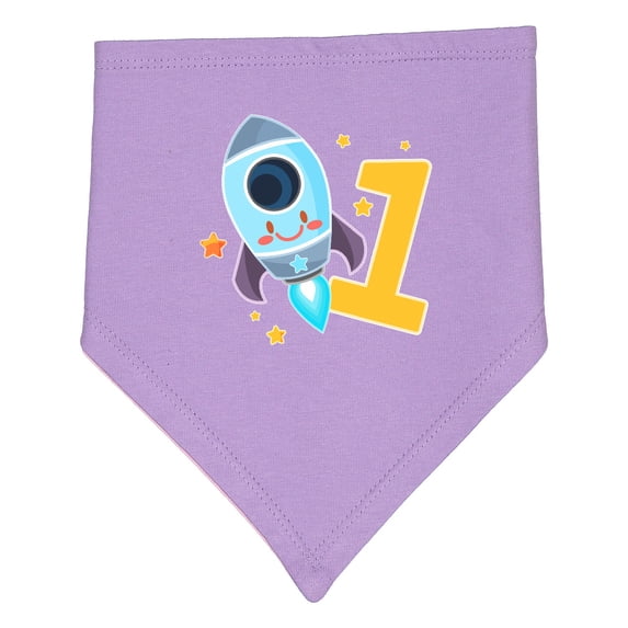 Inktastic Rocket Spaceship Happy First Birthday Baby Bandana Bib